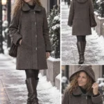 Thumbnail for Vintage Winter Coat, 50% wool, charcoal grey, Niccolini