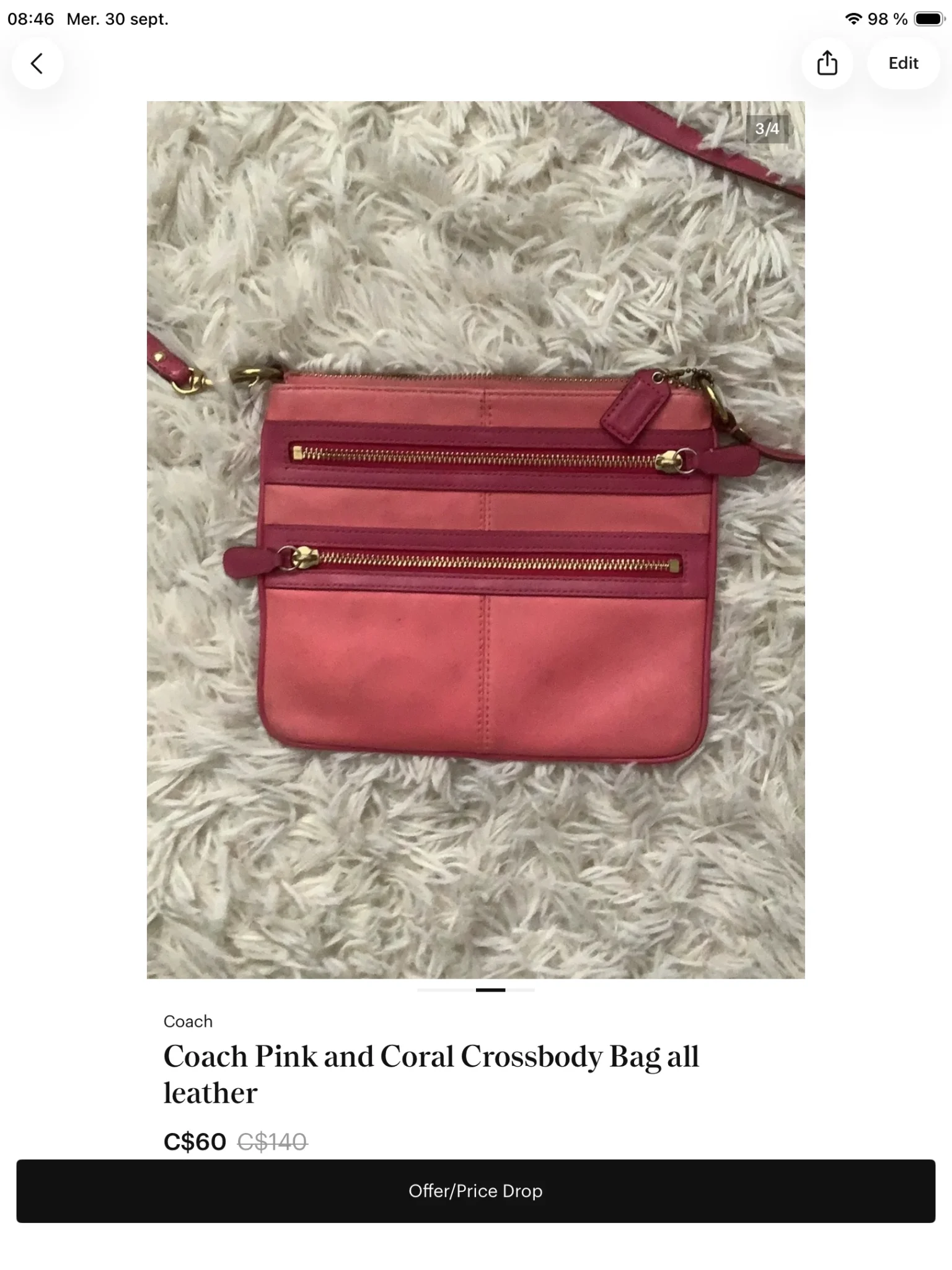 Image for Coach leather shoulder bag