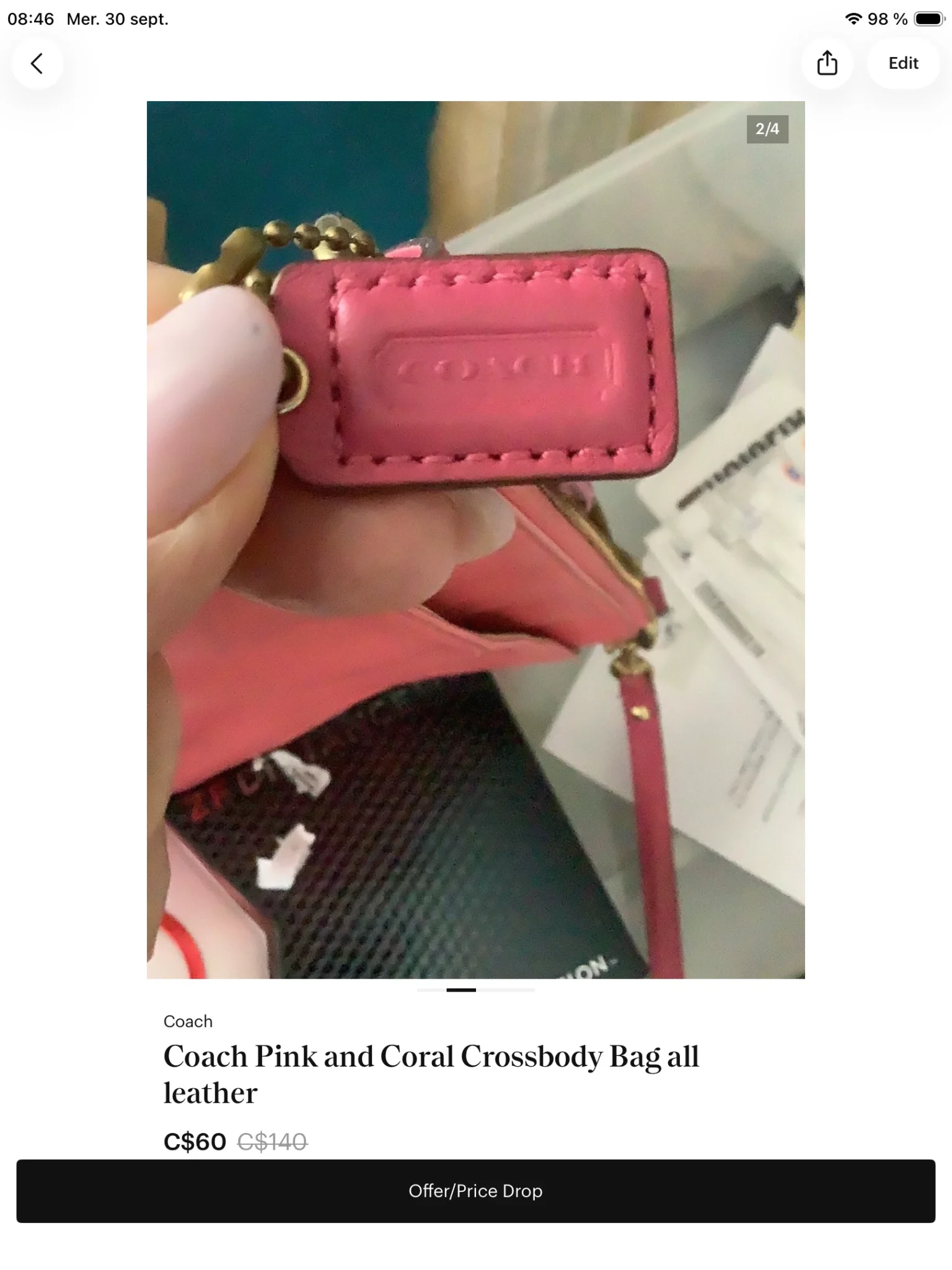 Image for Coach leather shoulder bag