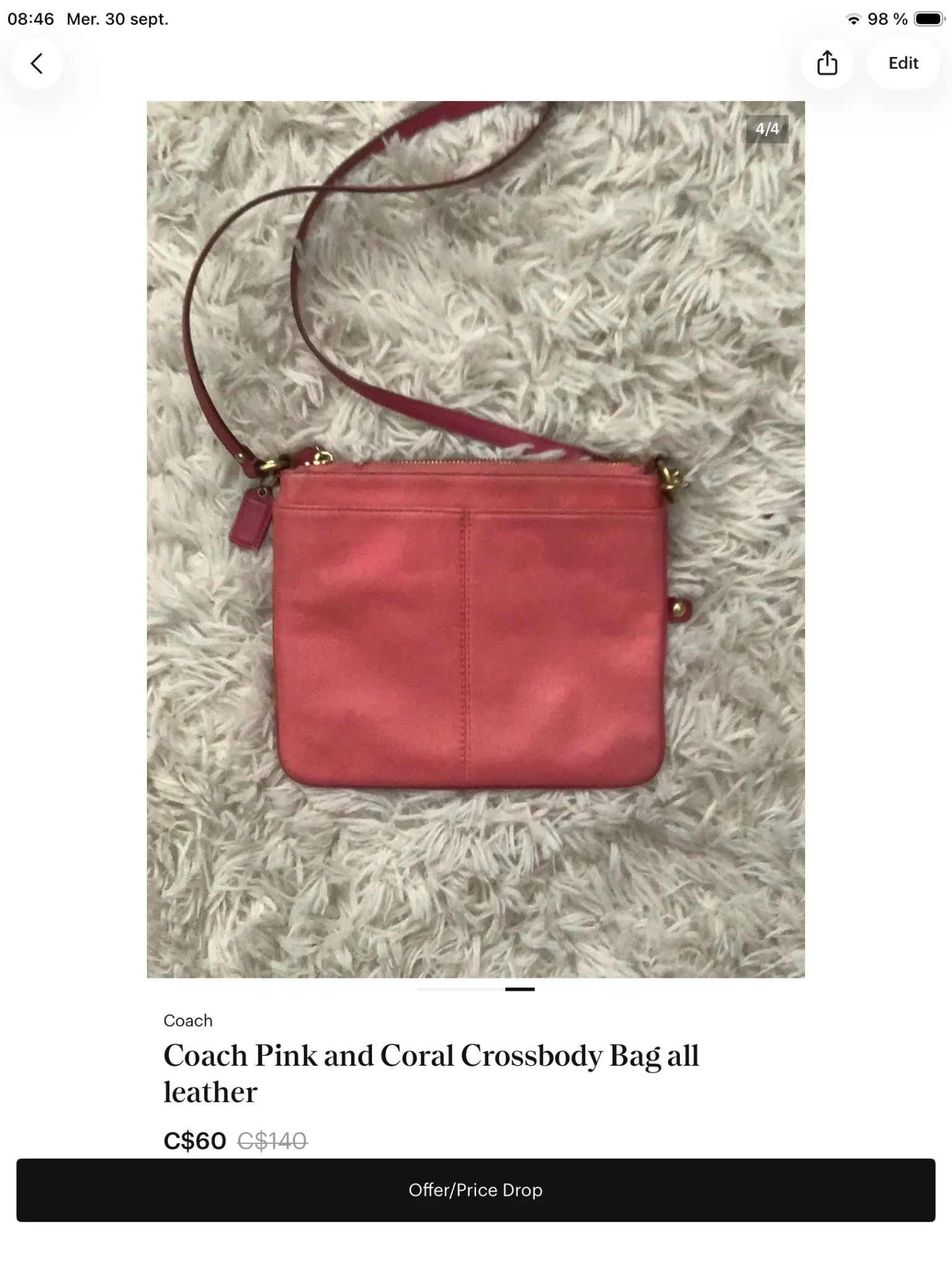 Image for Coach leather shoulder bag