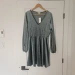 Featured thumbnail for Brand-new grey-green velvet dress