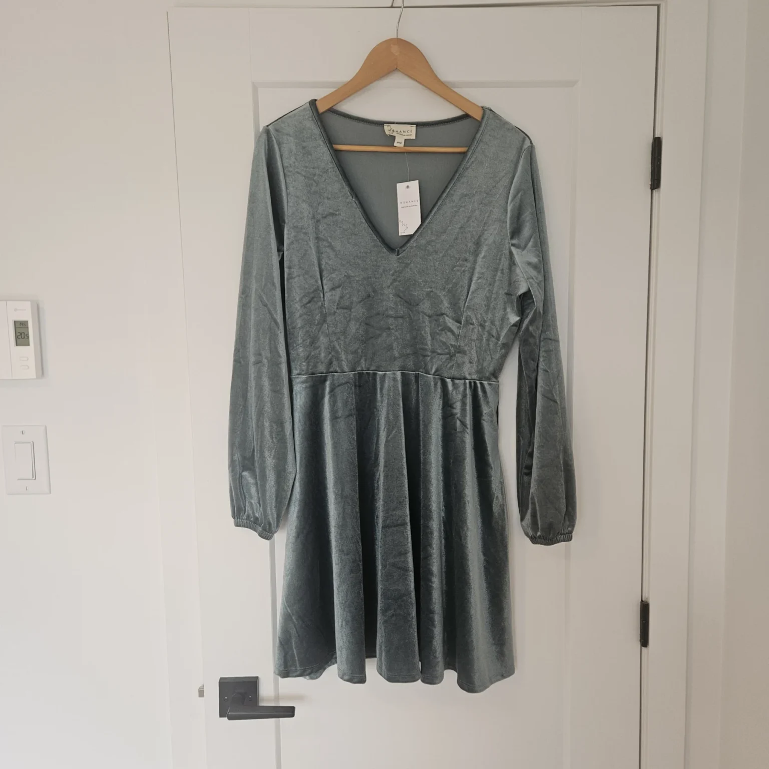 Featured image for Brand-new grey-green velvet dress