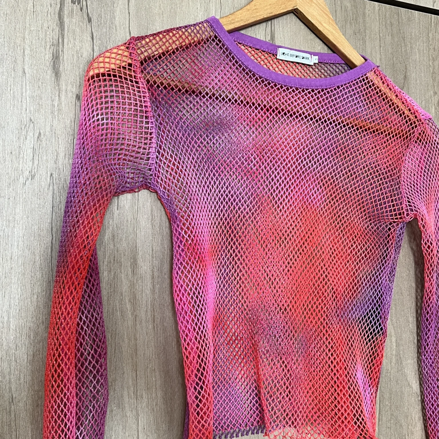Image for Pink and Mauve Fishnet Top