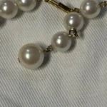 Thumbnail for Marvella vintage pearl necklace with a gold-coloured rhinestone pendant