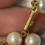 Thumbnail for Marvella vintage pearl necklace with a gold-coloured rhinestone pendant