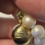 Thumbnail for Marvella vintage pearl necklace with a gold-coloured rhinestone pendant