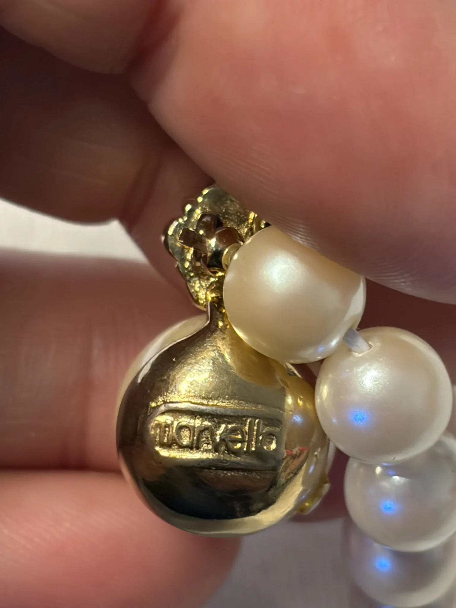 Image for Marvella vintage pearl necklace with a gold-coloured rhinestone pendant