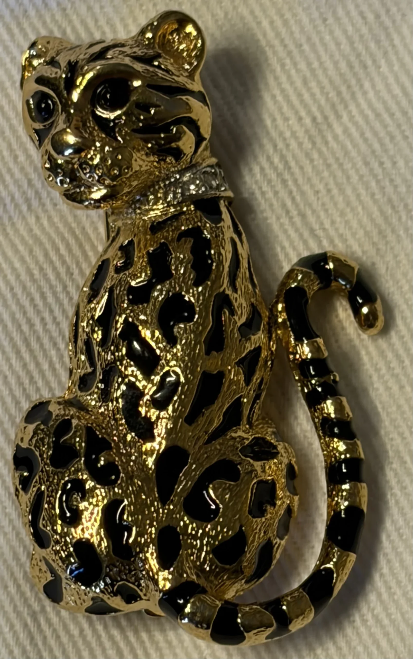 Broche Léopard Vintage D'Orlan - Triple Plaqué Or 22k et Émail - Signée *Autre seconde main