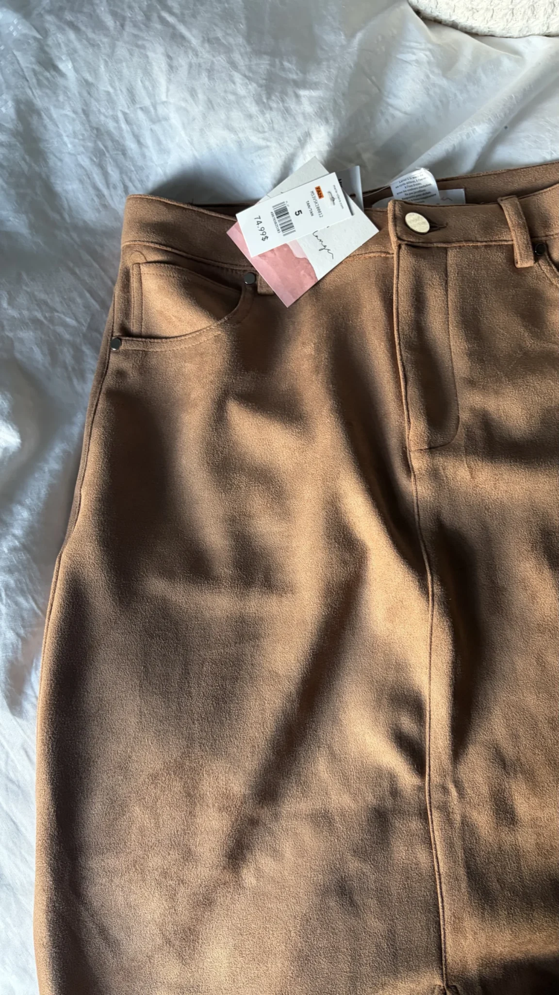 Image for Suede midi skirt