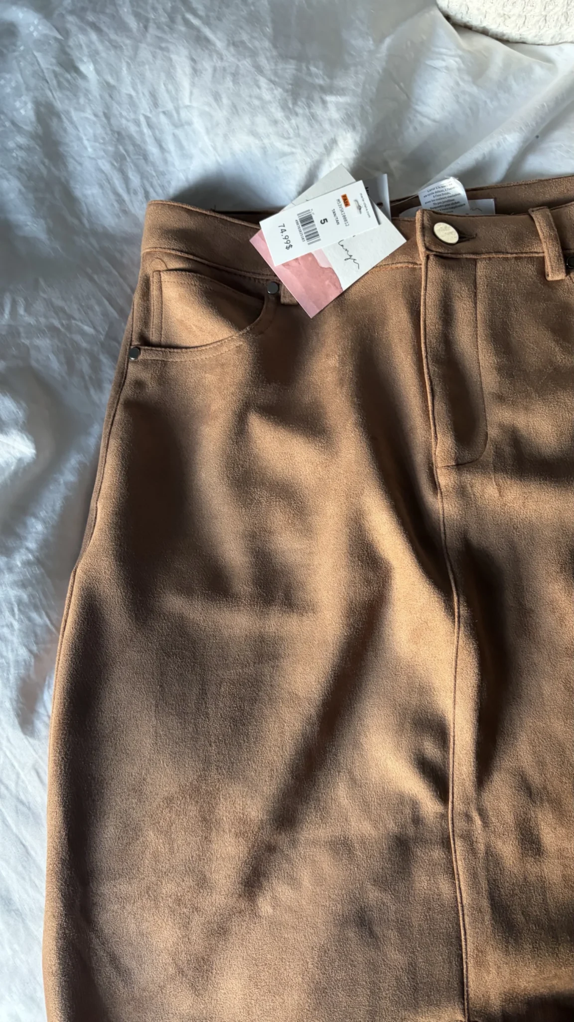 Image for Suede midi skirt