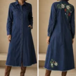 Featured thumbnail for Denim shirt dress with embroidery and pockets