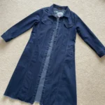 Thumbnail for Denim shirt dress with embroidery and pockets