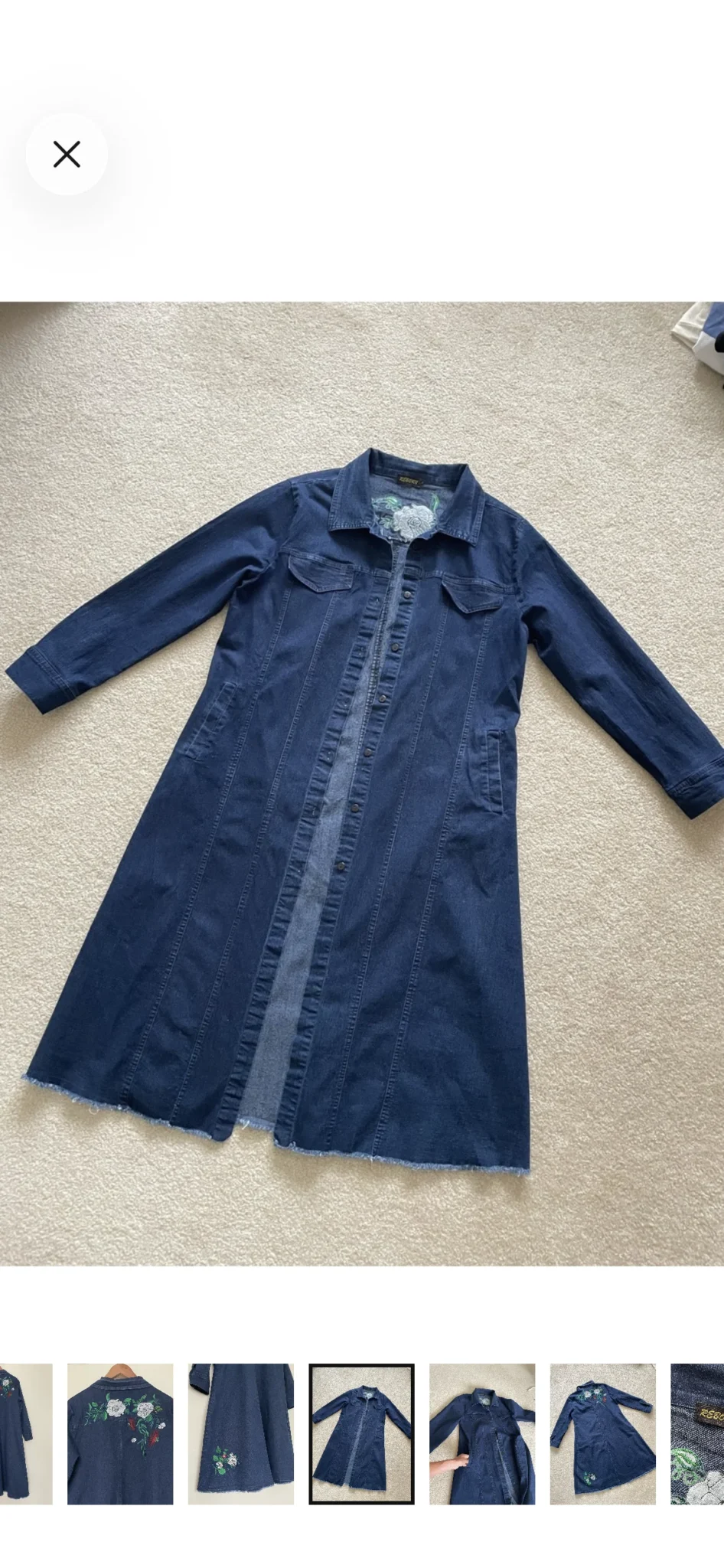 Image for Denim shirt dress with embroidery and pockets