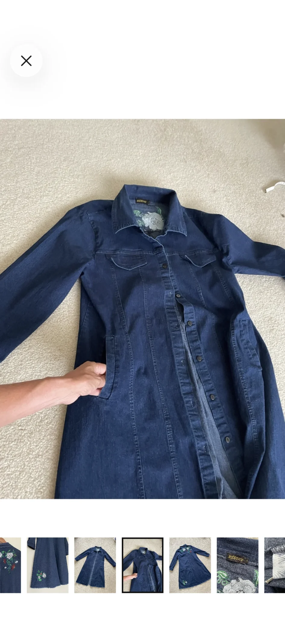 Image for Denim shirt dress with embroidery and pockets