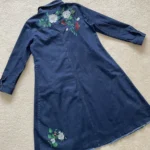 Thumbnail for Denim shirt dress with embroidery and pockets