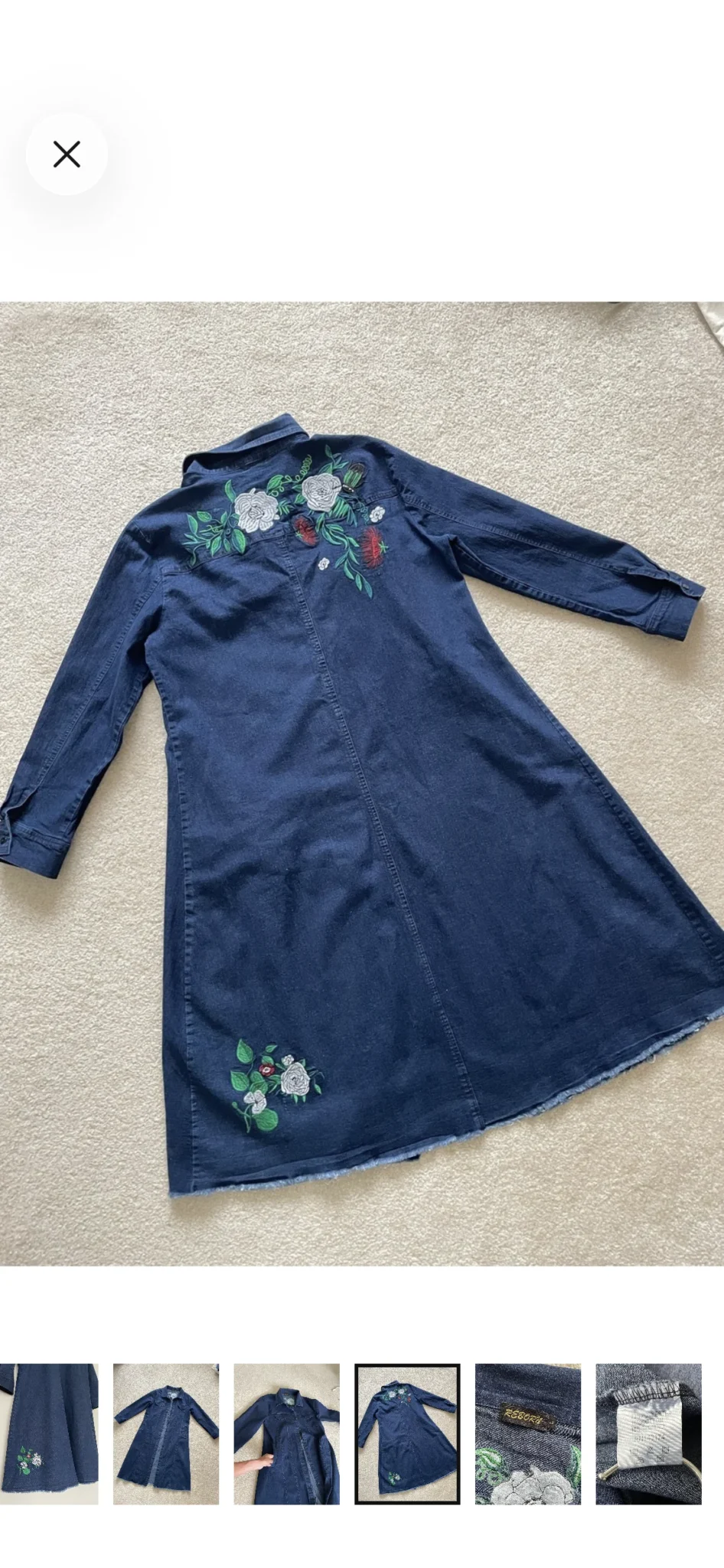 Image for Denim shirt dress with embroidery and pockets