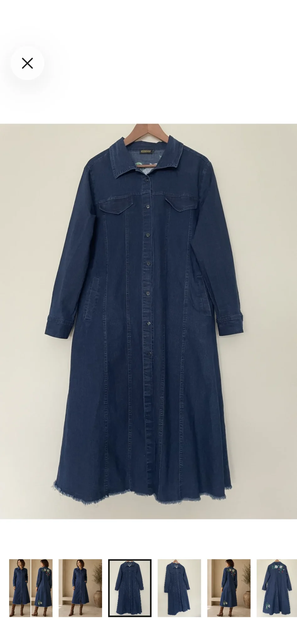 Image for Denim shirt dress with embroidery and pockets