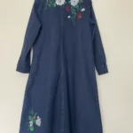 Thumbnail for Denim shirt dress with embroidery and pockets