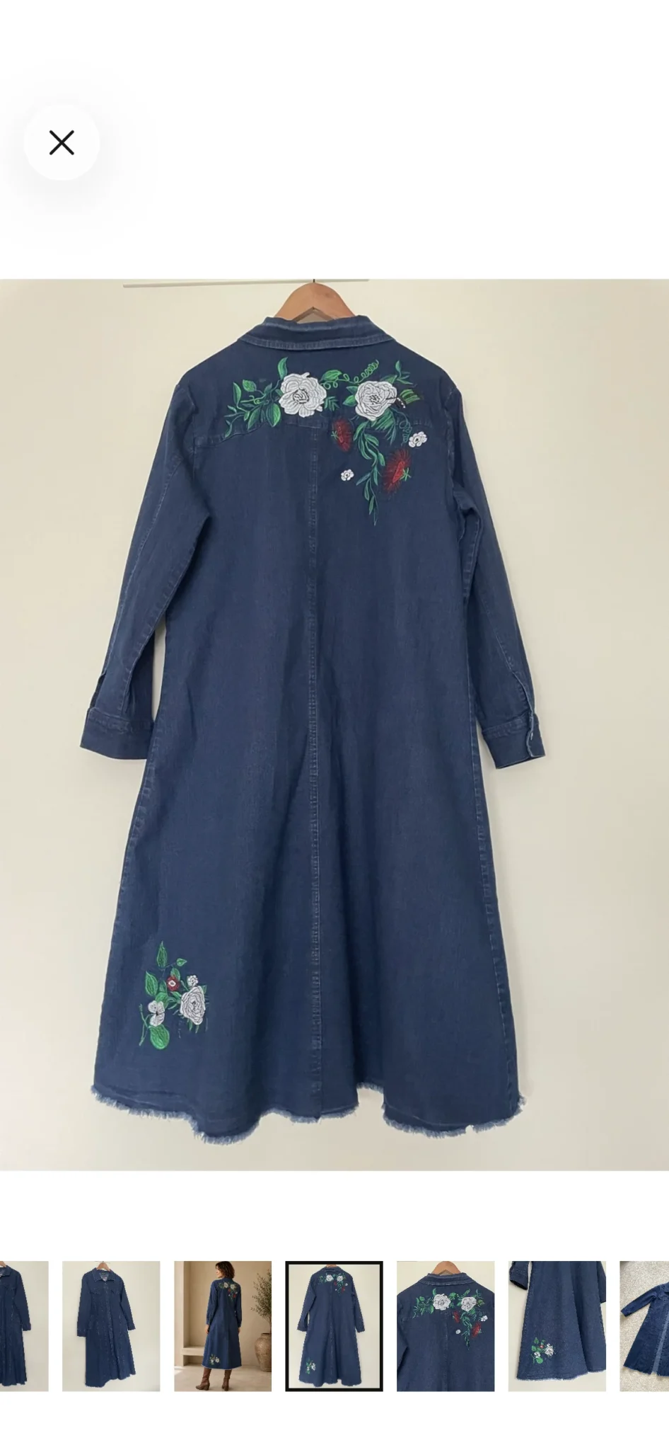 Image for Denim shirt dress with embroidery and pockets
