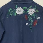 Thumbnail for Denim shirt dress with embroidery and pockets