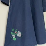 Thumbnail for Denim shirt dress with embroidery and pockets