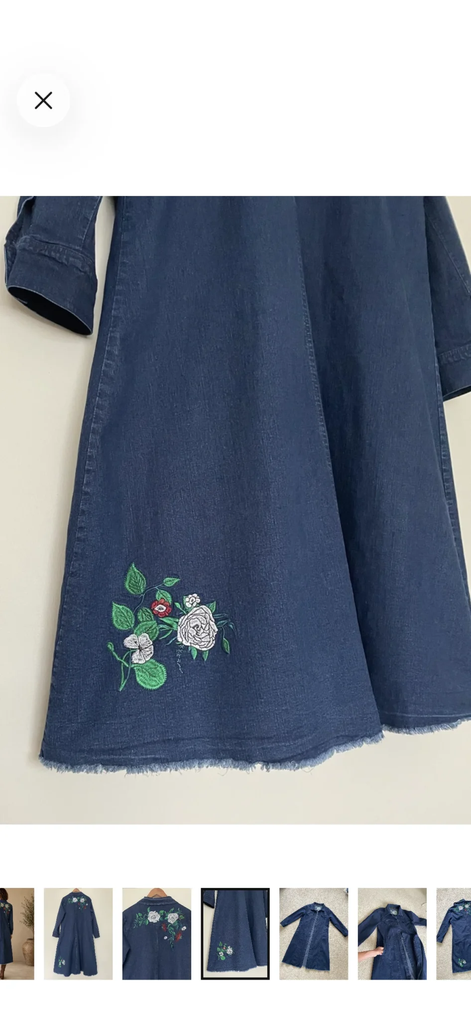 Image for Denim shirt dress with embroidery and pockets