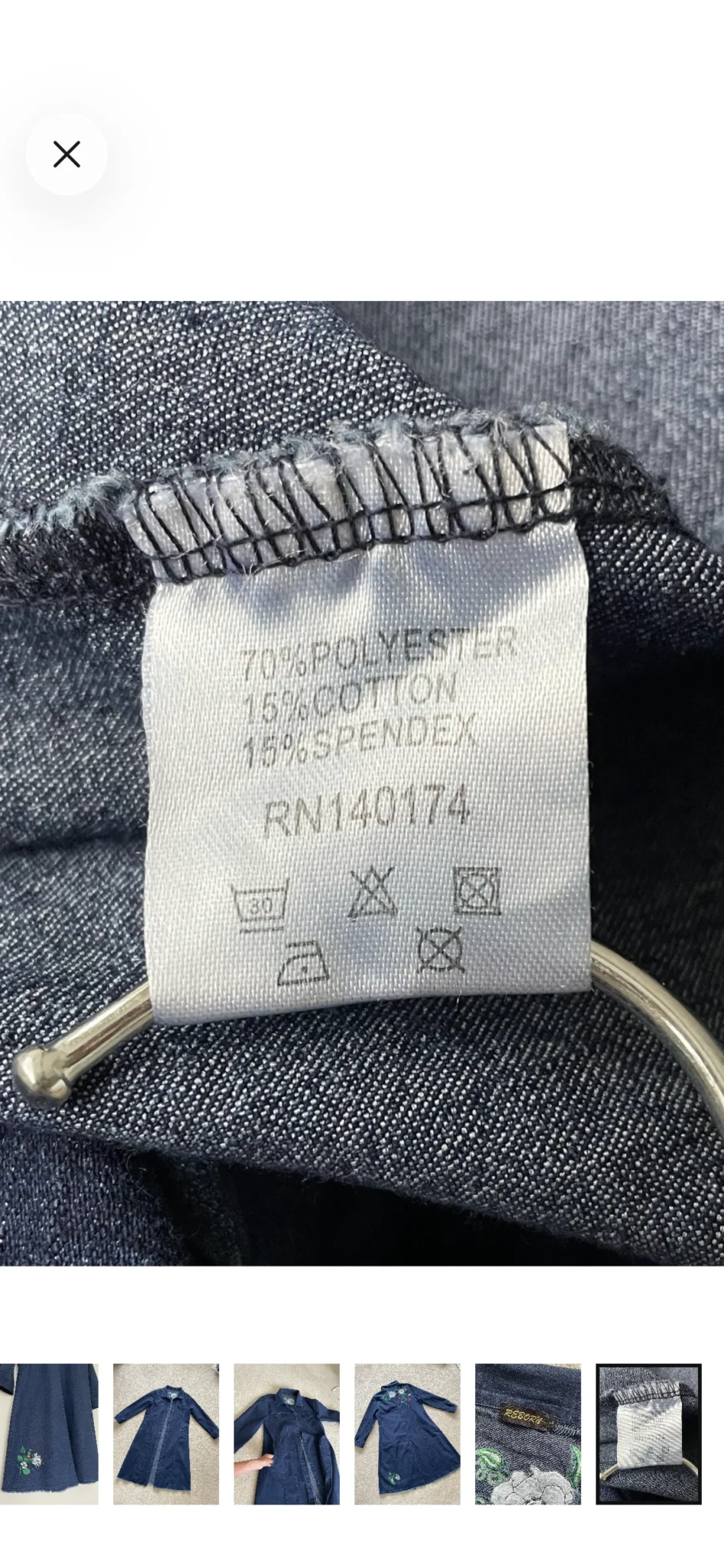 Image for Denim shirt dress with embroidery and pockets
