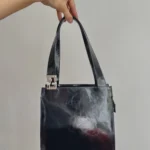 Thumbnail for Venetto Black Square Faux Patent Leather Bag – Vintage Y2K / 90s style