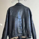 Thumbnail for Manteau en cuir style bomber noir – Style Rock/Grunge Vintage 80s/90s