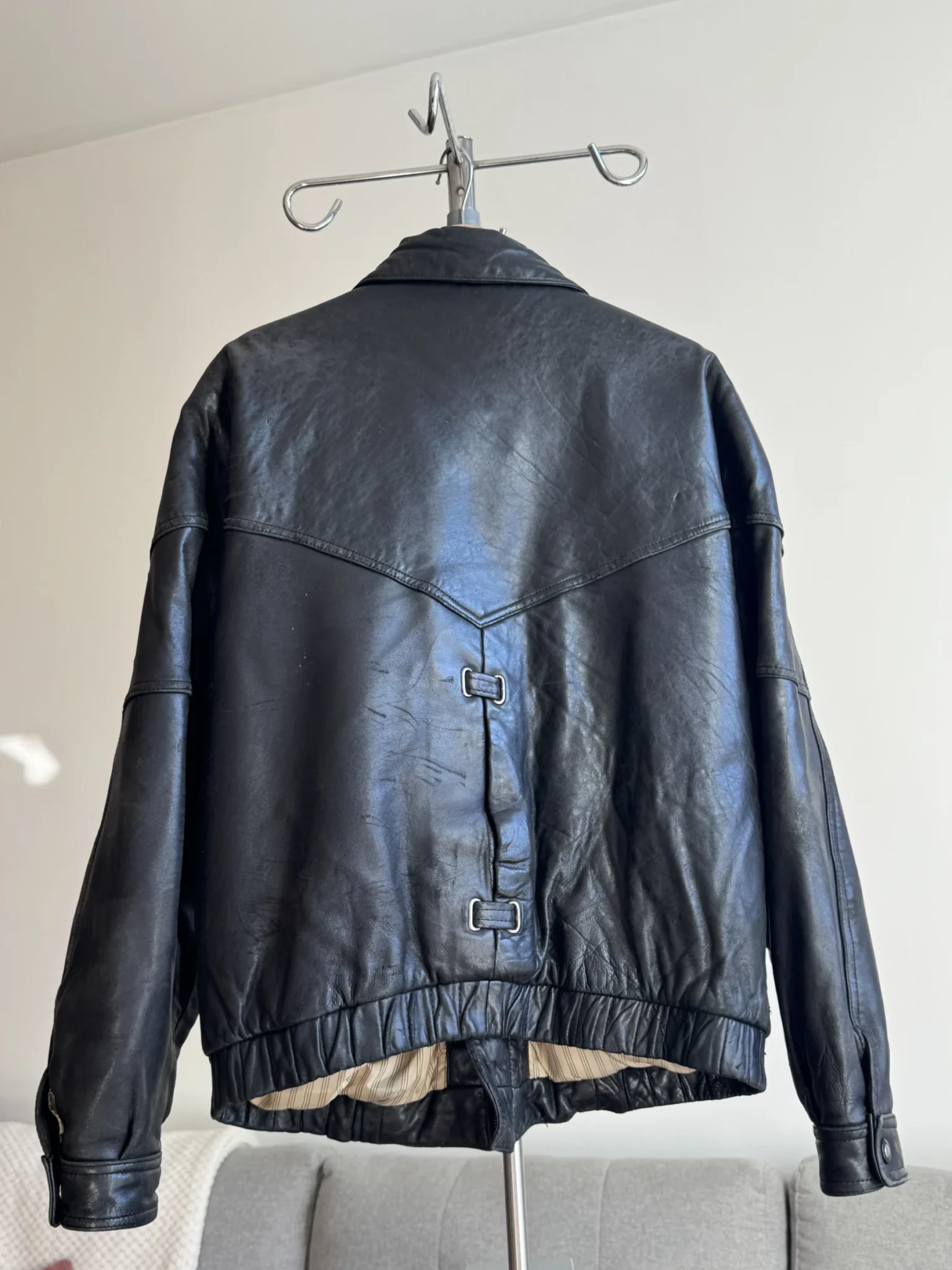Image for Manteau en cuir style bomber noir – Style Rock/Grunge Vintage 80s/90s