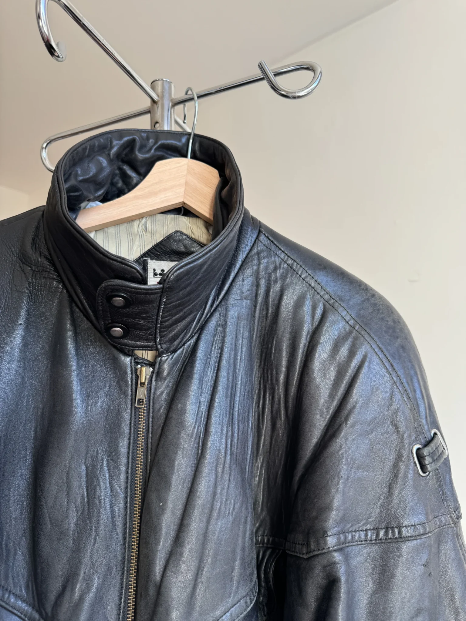 Image for Manteau en cuir style bomber noir – Style Rock/Grunge Vintage 80s/90s