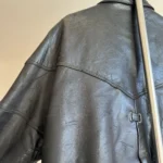 Thumbnail for Manteau en cuir style bomber noir – Style Rock/Grunge Vintage 80s/90s