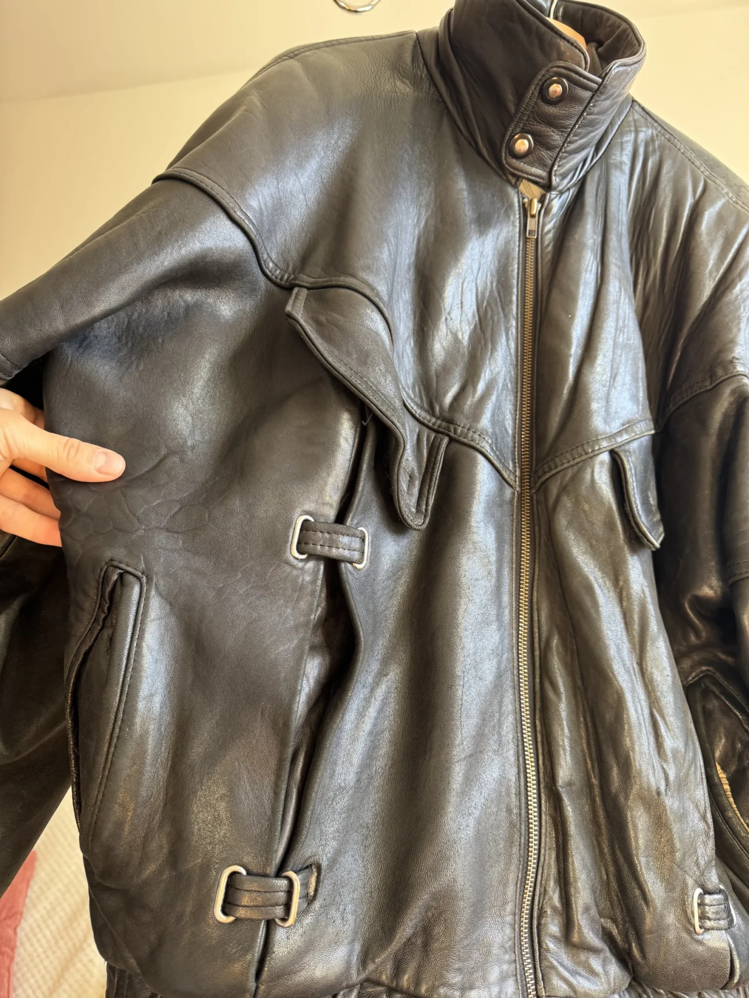 Image for Manteau en cuir style bomber noir – Style Rock/Grunge Vintage 80s/90s