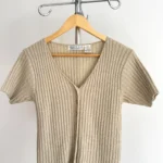 Featured thumbnail for Cardigan Y2K vintage côtelée beige à manches courtes Smart Set