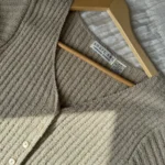 Thumbnail for Cardigan Y2K vintage côtelée beige à manches courtes Smart Set