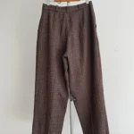 Thumbnail for Pantalon Taille Haute Vintage années 90s à Carreaux Bruns et Plis