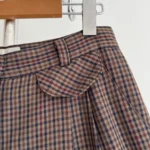 Thumbnail for Pantalon Taille Haute Vintage années 90s à Carreaux Bruns et Plis