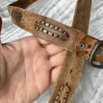 Thumbnail for Ceinture western brune vintage en cuir tressé et ciselé – Fait main au Mexique