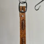 Thumbnail for Ceinture western brune vintage en cuir tressé et ciselé – Fait main au Mexique