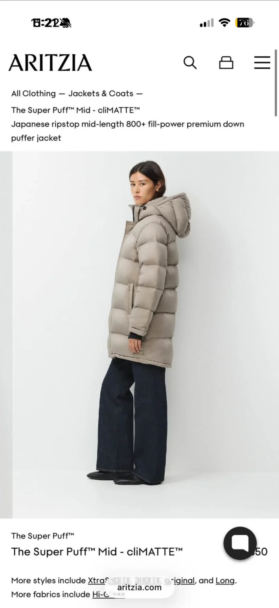 Image for Aritzia Super Puff coat