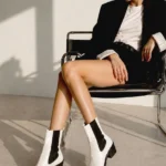 Featured thumbnail for L’intervalle White Leather Square Toe Chelsea Boots Size 36 Made in Spain