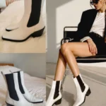 Thumbnail for L’intervalle White Leather Square Toe Chelsea Boots Size 36 Made in Spain