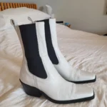 Thumbnail for L’intervalle White Leather Square Toe Chelsea Boots Size 36 Made in Spain