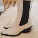 Thumbnail for L’intervalle White Leather Square Toe Chelsea Boots Size 36 Made in Spain