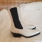 Thumbnail for L’intervalle White Leather Square Toe Chelsea Boots Size 36 Made in Spain