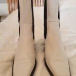 Thumbnail for L’intervalle White Leather Square Toe Chelsea Boots Size 36 Made in Spain