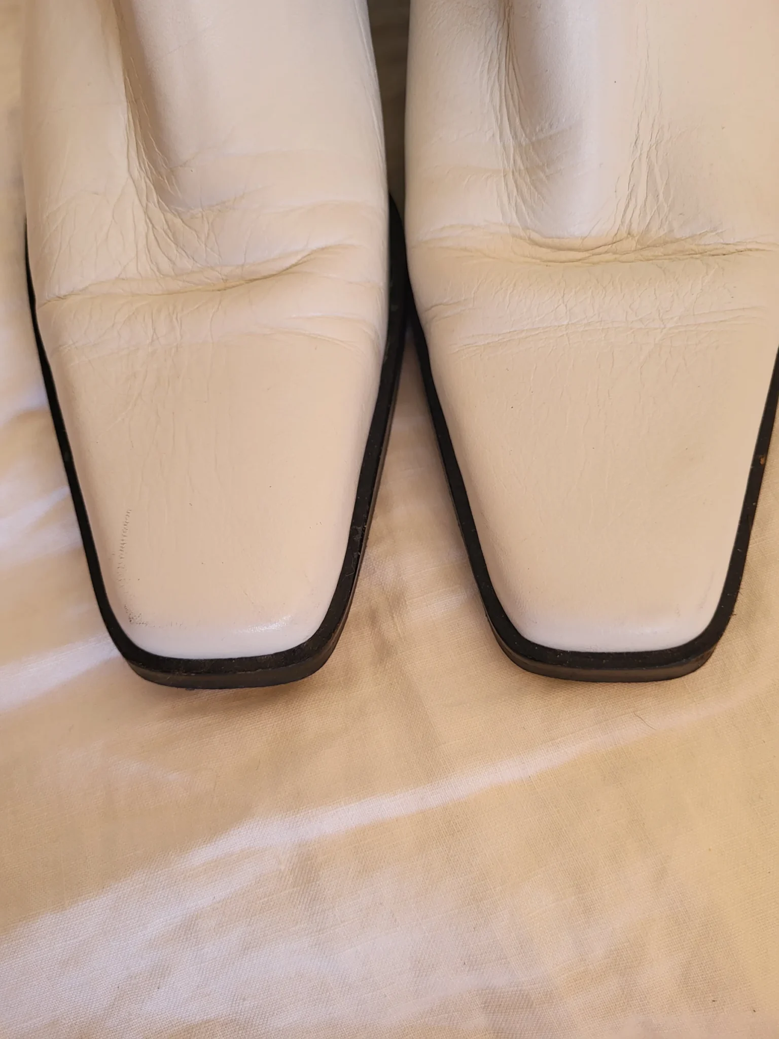 Image for L’intervalle White Leather Square Toe Chelsea Boots Size 36 Made in Spain