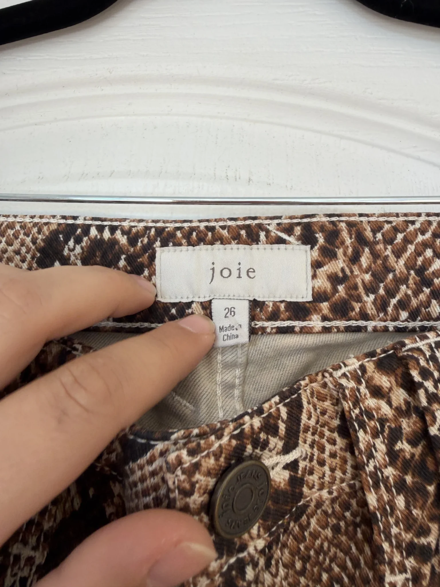 Image for Joie trousers, size 26, brown with python print
