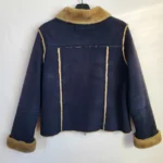 Thumbnail for Vintage Point Zero Nicole Benisti Faux Suede Navy Coat Jacket with faux shearling lining