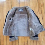Thumbnail for Vintage Point Zero Nicole Benisti Faux Suede Navy Coat Jacket with faux shearling lining